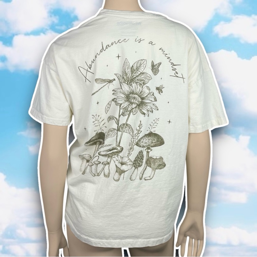 💙 WHOLESOME CULTURE Abundance Is a Mindset Oversized Tee Boho Hippie Mushrooms